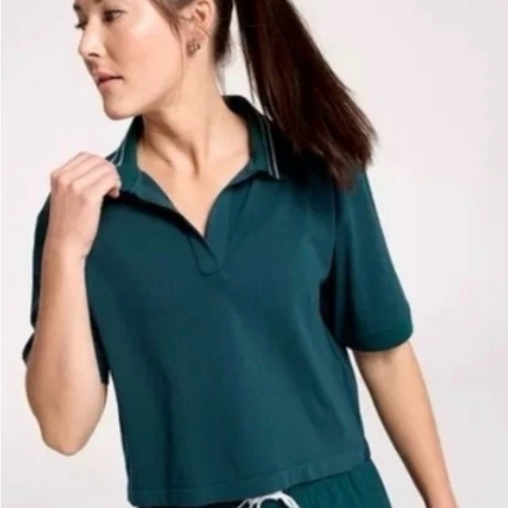 CALIA Seamless Women's Green Polo Crop Top
